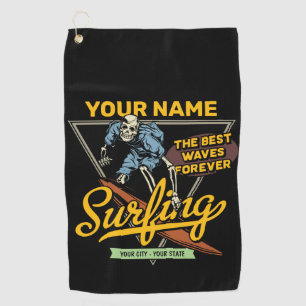 Personalisiertes Surfen Skelett Reitet Wellen Surf Golfhandtuch