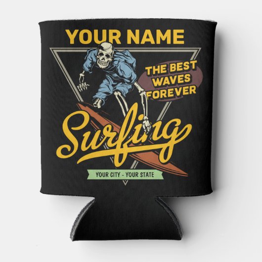 Personalisiertes Surfen Skelettreiten Wellenreiten Dosenkühler (Vorderseite)