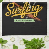 Personalisiertes Surfen Skelettreiten Wellenreiten Geschirrtuch (Gefaltet)