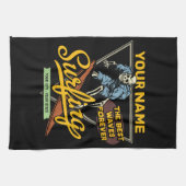 Personalisiertes Surfen Skelettreiten Wellenreiten Geschirrtuch (Horizontal)