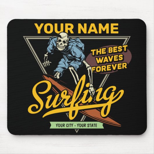 Personalisiertes Surfen Skelettreiten Wellenreiten Mousepad (Vorne)