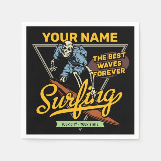 Personalisiertes Surfen Skelettreiten Wellenreiten Serviette (Vorderseite)