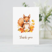 Personalisiertes Süße Tier Eichhörnchen Herbstleaa Dankeskarte (Stehend Vorderseite)