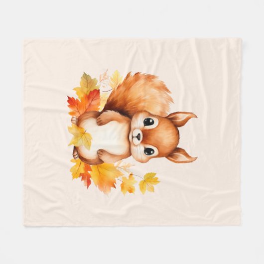 Personalisiertes Süße Tier Eichhörnchen Herbstleaa Fleecedecke (Vorderseite (Horizontal))