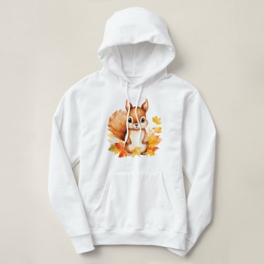 Personalisiertes Süße Tier Eichhörnchen Herbstleaa Hoodie (Design vorne)