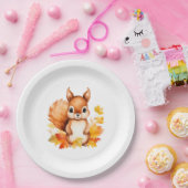 Personalisiertes Süße Tier Eichhörnchen Herbstleaa Pappteller (Party)