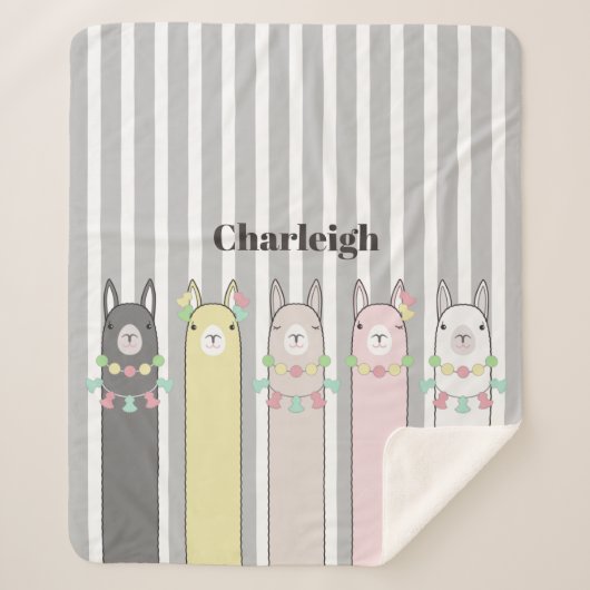 Personalisiertes Süße Tier Farbenfrohe Llamas Kind Sherpadecke (Vorderseite)