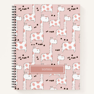 Personalisiertes Süße Tier Rosa Giraffe Muster Notizblock
