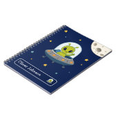 Personalisiertes süßes Alien-Space-Mond-Name-Schul Notizblock (Linke Seite)