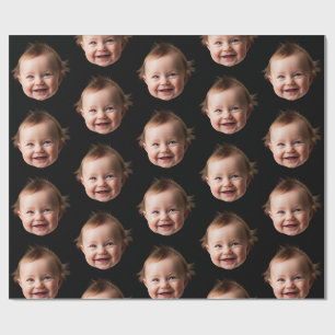Personalisiertes süßes Babygesicht-Foto-Mama-Papa- Geschenkpapier