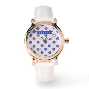 Personalisiertes Süßes Blaubeer-Aquarell-Geschenk Armbanduhr