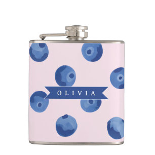 Personalisiertes Süßes Blaubeer-Aquarell-Geschenk  Flachmann