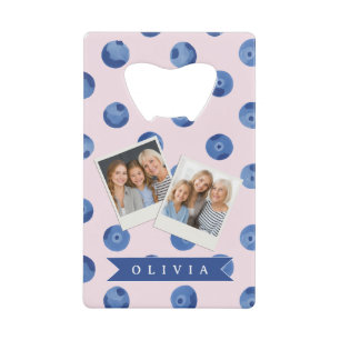 Personalisiertes Süßes Blaubeer-Aquarell-Geschenk  Geldbeutel Flaschenöffner