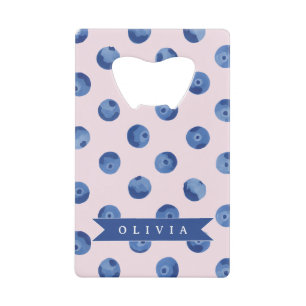 Personalisiertes Süßes Blaubeer-Aquarell-Geschenk  Geldbeutel Flaschenöffner