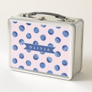 Personalisiertes Süßes Blaubeer-Aquarell-Geschenk Metall Brotdose