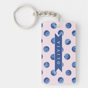Personalisiertes Süßes Blaubeer-Aquarell-Geschenk Schlüsselanhänger