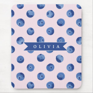 Personalisiertes Süßes Blaubeer-Wasserfarben-Gesch Mousepad