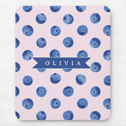 Personalisiertes Süßes Blaubeer-Wasserfarben-Gesch Mousepad (Vorne)
