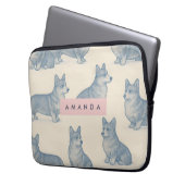Personalisiertes Süßes Corgi Muster Laptopschutzhülle (Vorderseite Links)
