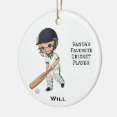 Personalisiertes süßes Cricket-Spieler-Geschenk Keramik Ornament (Links)