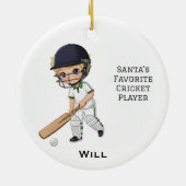 Personalisiertes süßes Cricket-Spieler-Geschenk Keramik Ornament (Hinten)