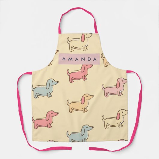 Personalisiertes Süßes-Dachshund-Muster Schürze (Vorderseite)