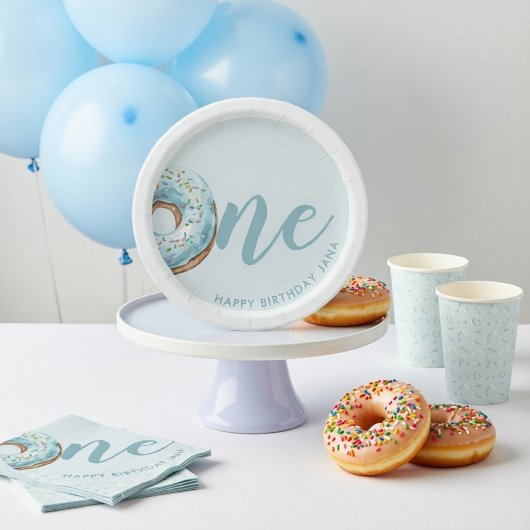 Personalisiertes Süßes Eine Donut Geburtstag Pappteller