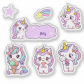 Personalisiertes süßes Einhorn Aufkleber (Vorderseite)