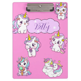 Personalisiertes süßes Einhorn Klemmbrett
