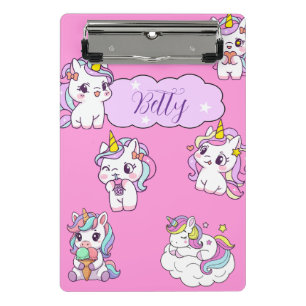Personalisiertes süßes Einhorn Mini Klemmbrett