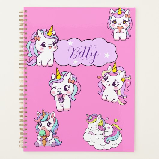 Personalisiertes süßes Einhorn Planer (Vorderseite)