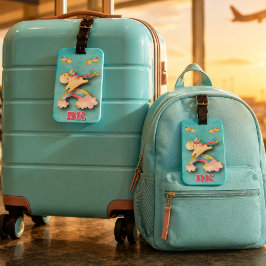 Personalisiertes Süßes Einhorn Regenbogen Kinder Gepäckanhänger