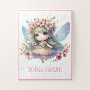 Personalisiertes süßes Feen- und Blumenkranz-Puzzl Puzzle
