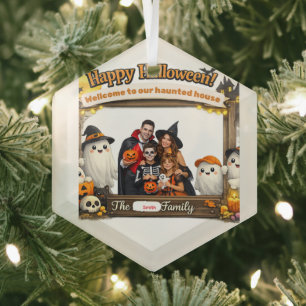 Personalisiertes süßes Geisterfamilien-Halloween-F Ornament Aus Glas
