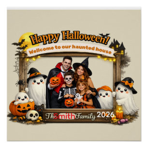 Personalisiertes süßes Geisterfamilien-Halloween-F Poster