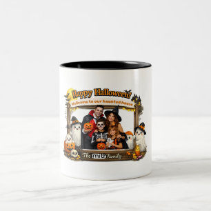 Personalisiertes süßes Geisterfamilien-Halloween-F Zweifarbige Tasse
