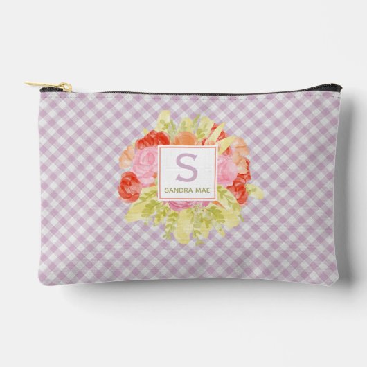 Personalisiertes süßes klassisches Gingham-Karo-Mu Zubehörtasche (Vorderseite)