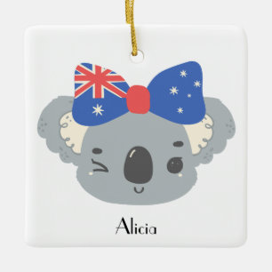 Personalisiertes süßes Koala-Australien-Weihnachte Keramikornament