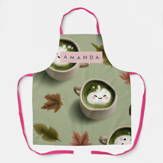 Personalisiertes Süßes Matcha-Latte-Muster Schürze (Vorderseite)