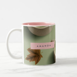 Personalisiertes Süßes Matcha-Latte-Muster Zweifarbige Tasse