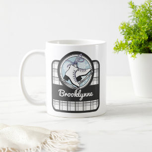 Personalisiertes süßes modernes Tartan-Eislaufen Kaffeetasse