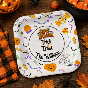 Personalisiertes Süßes oder Saures Süßes Halloween Pappteller