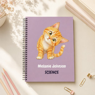 Personalisiertes süßes orangefarbenes Katzen-Mauve Notizblock