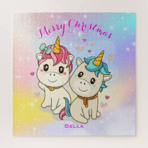 Personalisiertes süßes Regenbogen-Einhorn-Cartoon- Puzzle