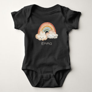 Personalisiertes Süßes Regenbogen & Wolken Baby Strampler