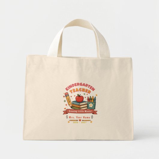 Personalisiertes süßes Retro-Kindergartenerzieher- Mini Stoffbeutel (Vorne)