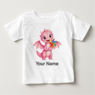 Personalisiertes süßes rosa Baby-Drachen-Windrad f Baby T-shirt