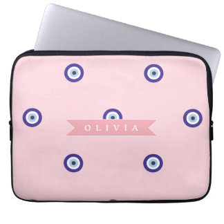 Personalisiertes süßes rosa böse Auge individuelle Laptopschutzhülle