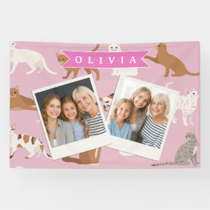 Personalisiertes süßes rosa Katzenmuster-Geschenk  Banner
