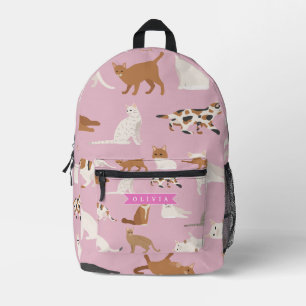 Personalisiertes süßes rosa Katzenmuster-Geschenk  Bedruckter Rucksack